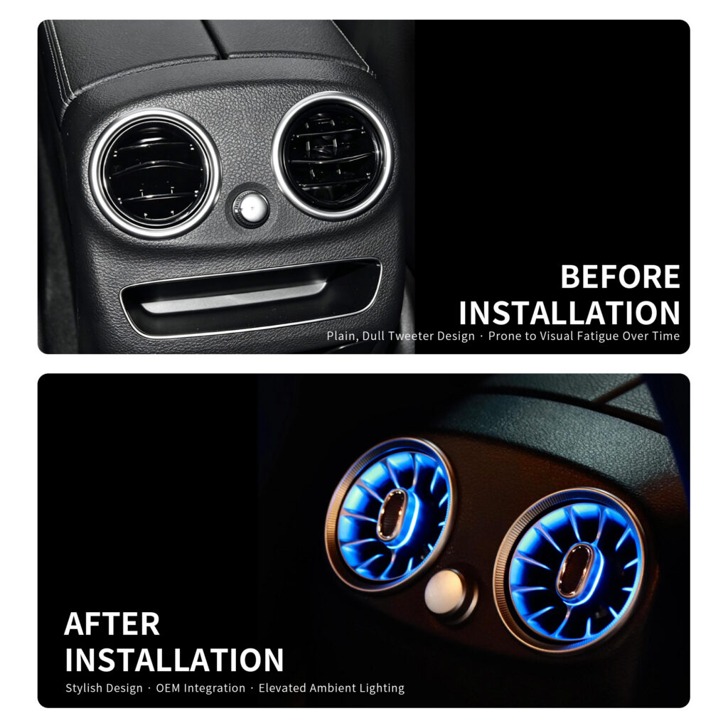 64 Color Rear Turbine Air Vent Ambient Light for Mercedes Benz C Class W205 GLC X253 Sync Original Car Interior Atmosphere Lamp