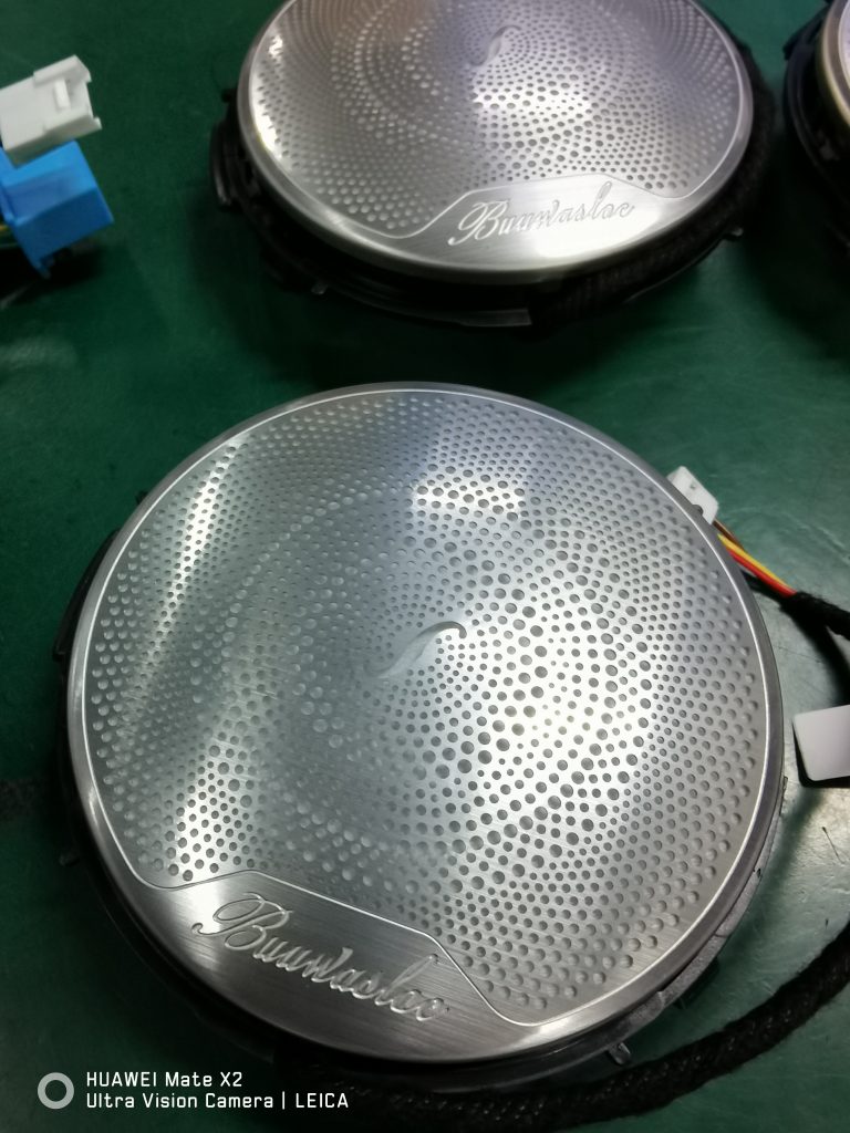 Illuminated midrange speaker covers — Perforated face detail